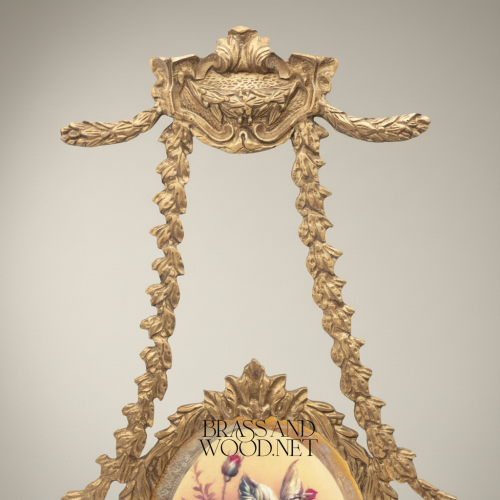 Neoclassical Oval Hanging Plate with Laurel Swag Frame & Floral Medallion