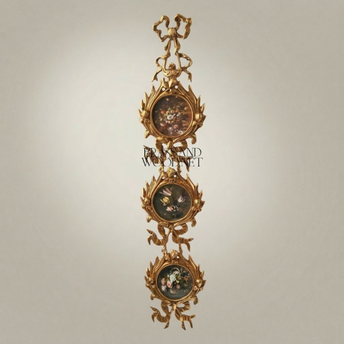 Neoclassical Triple Medallion Hanging Panel Set with Floral Insets & Ribbon Crest