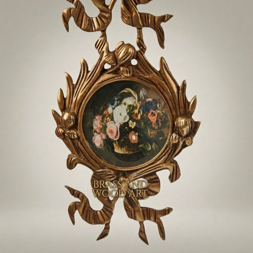 Neoclassical Triple Medallion Hanging Panel Set with Floral Insets & Ribbon Crest