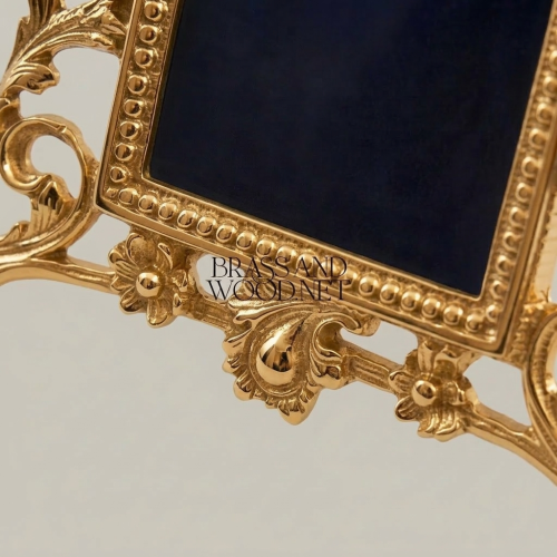 Rococo Baroque Cast Brass Freestanding Photo Frame - Open Acanthus Scroll Surround