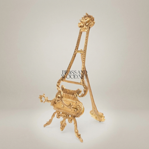 Rococo Brass Art Easel Stand with Acanthus Crown & Scroll Base