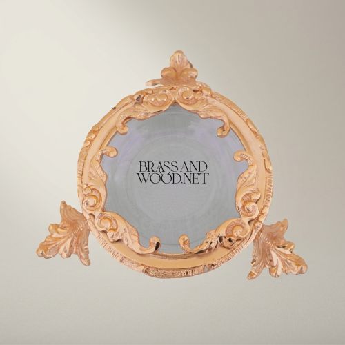 Rococo Brass Ashtray Ornate Acanthus Frame Glass Insert Leaf Feet Classical European Gold Front | Brass & Wood