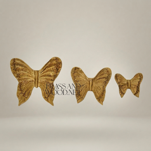 Rococo Brass Butterfly Ashtray - Intricately Engraved Wing Relief