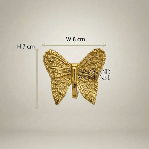 Rococo Brass Butterfly Wall Hook - Engraved Wing Detail