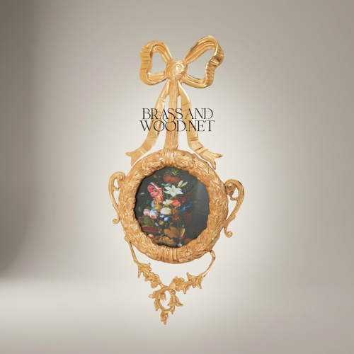 Rococo Brass Circular Wall Frame with Ribbon Bow & Acanthus Wreath