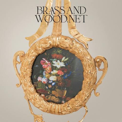 Rococo Brass Circular Wall Frame with Ribbon Bow & Acanthus Wreath