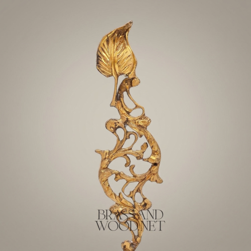 Rococo Handcrafted Brass Foliate Stem Crystal Globe Ashtray Classic European Gold Front | Brass & Wood