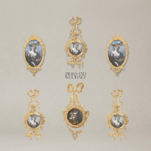 Rococo Brass Oval Wall Frame with Bow & Acanthus Cartouche