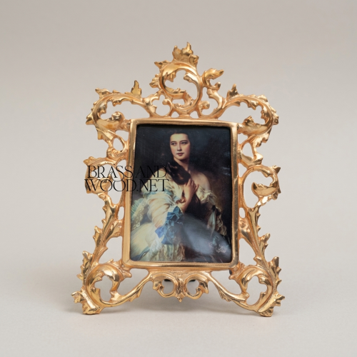 Rococo Brass Photo Frame with Open Acanthus Scroll Filigree