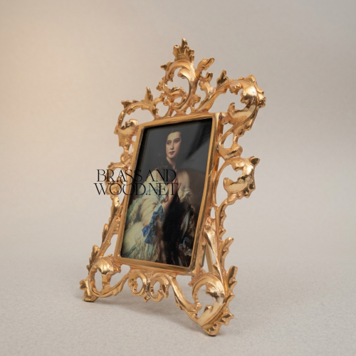 Rococo Brass Photo Frame with Open Acanthus Scroll Filigree
