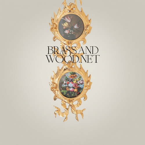 Rococo Brass Vertical Multi-Frame Wall Panel with Foliate Scrollwork & Ribbon Crest