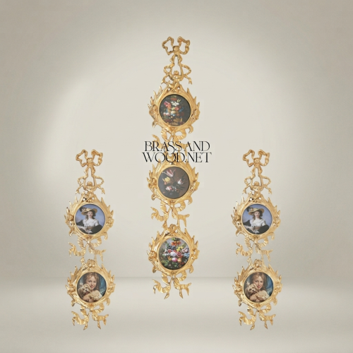 Rococo Brass Vertical Wall Frame Set – Triple Cascading Medallion with Ribbon & Acanthus Ornament