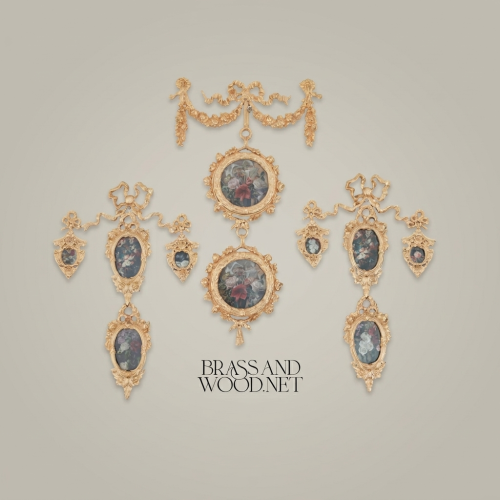 Rococo Handcrafted Brass Wall Ornament Cascading Oval Frames Floral Paintings Brass and Wood Gold Front | Brass & Wood