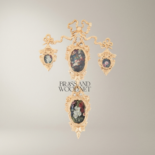 Rococo Handcrafted Brass Wall Ornament Cascading Oval Frames Floral Paintings Brass and Wood Gold Front | Brass & Wood