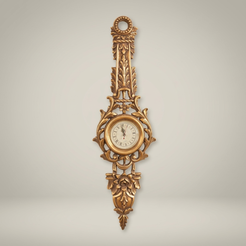 Rococo Carved Wall Clock with Acanthus Scrollwork & Pierced Frame
