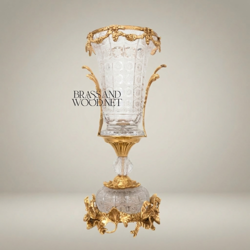 Rococo Crystal Urn Vase with Ormolu Mounts and Flared Trumpet Bowl