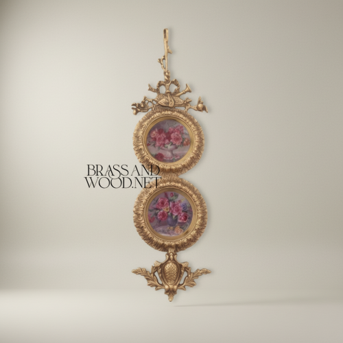 Rococo Double Round Wall Plate Set with Pineapple & Floral Crown Finials