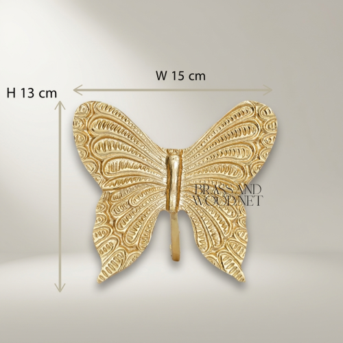 Rococo Embossed Brass Butterfly Decorative Figurine - Intricate Wing Relief