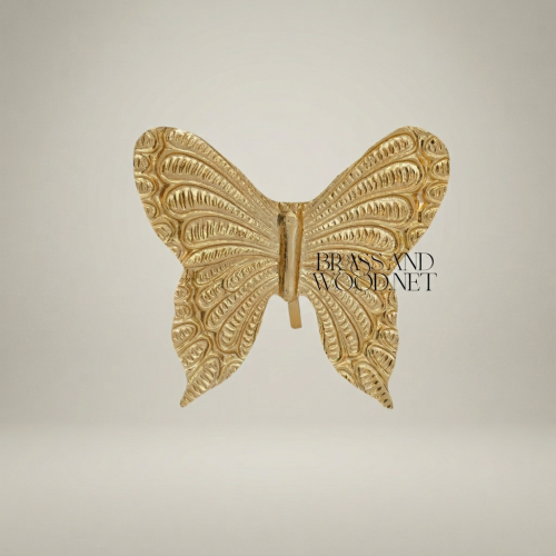 Rococo Embossed Brass Butterfly Decorative Figurine - Intricate Wing Relief