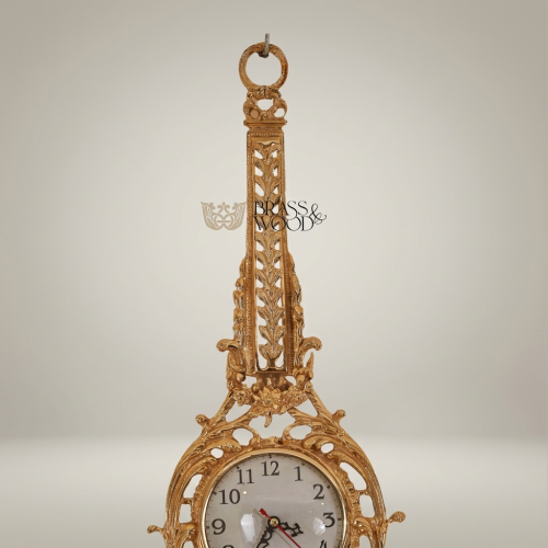 Rococo Gilt Cartel Wall Clock — Pierced Scrollwork Frame with Pendulum Drop