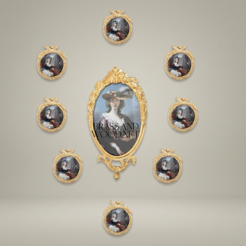 Rococo Oval Brass Photo Frame with Acanthus Crown & Ribbon Crest