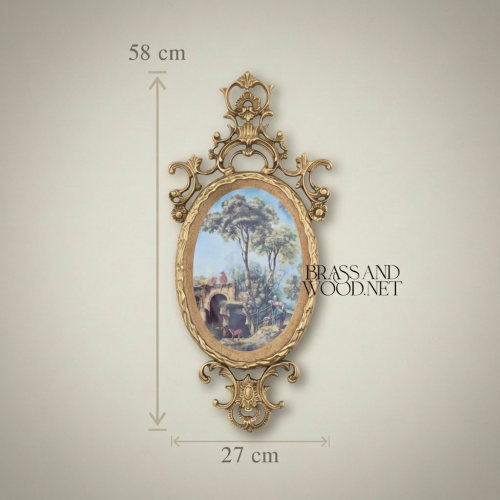 Rococo Oval Pastoral Scene Decorative Wall Plate - Scrollwork Frame