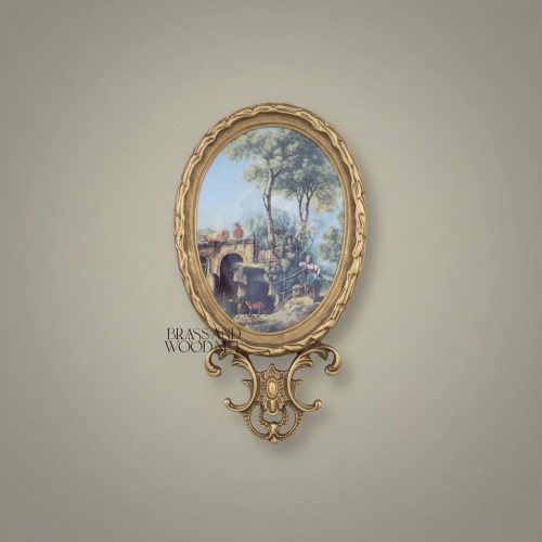 Rococo Oval Pastoral Scene Decorative Wall Plate - Scrollwork Frame