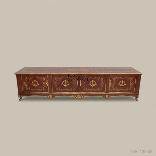 Louis XV Rococo TV Cabinet in Hand-Painted Mahogan — image 1