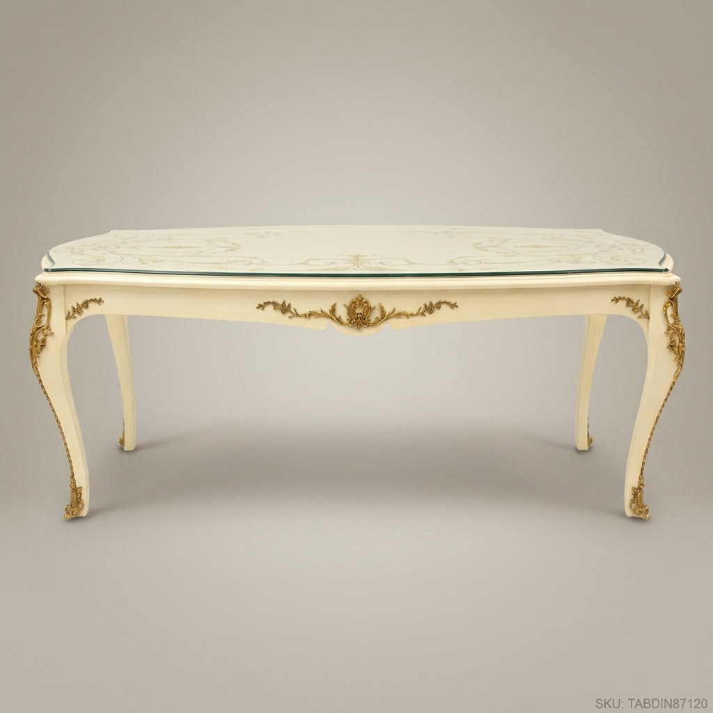 Royal Baroque Ivory & Brass Dining Table