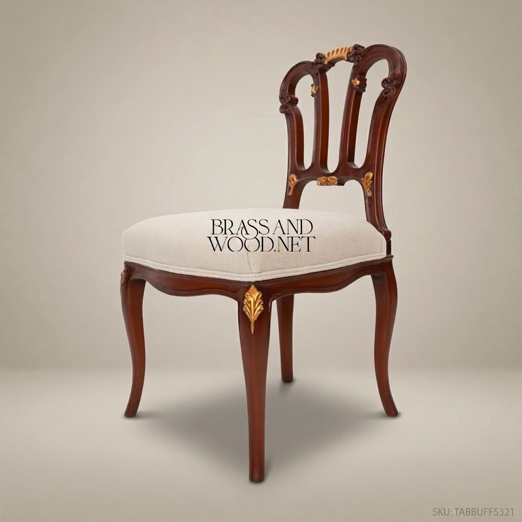Rococo Dining Chair with Gold-Leaf Carved Backrest (Without Arms)