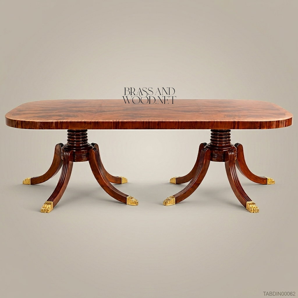 Regency Mahogany & Brass Dining Table