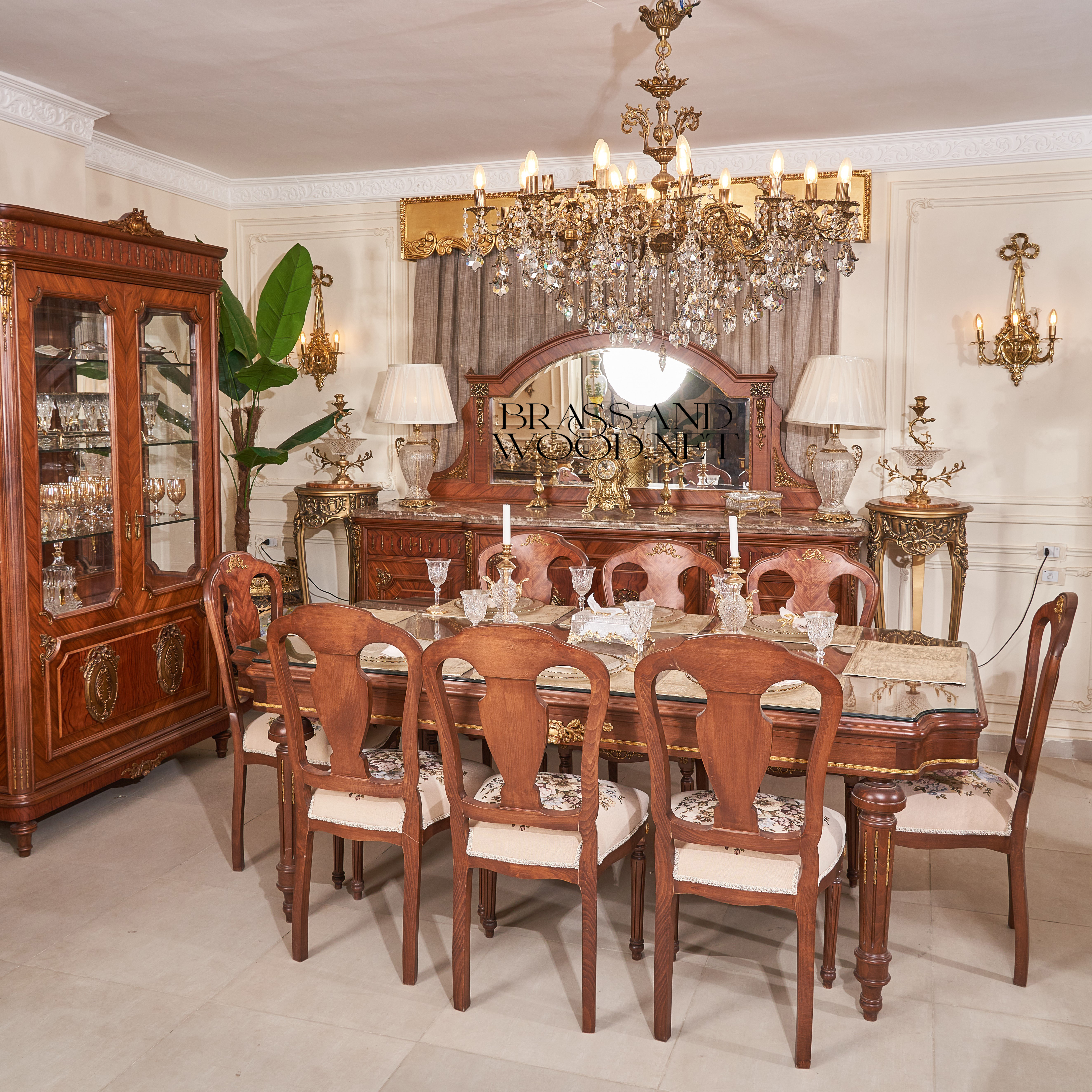 Empire Gilt Dining Suite with Vitrine & Buffet
