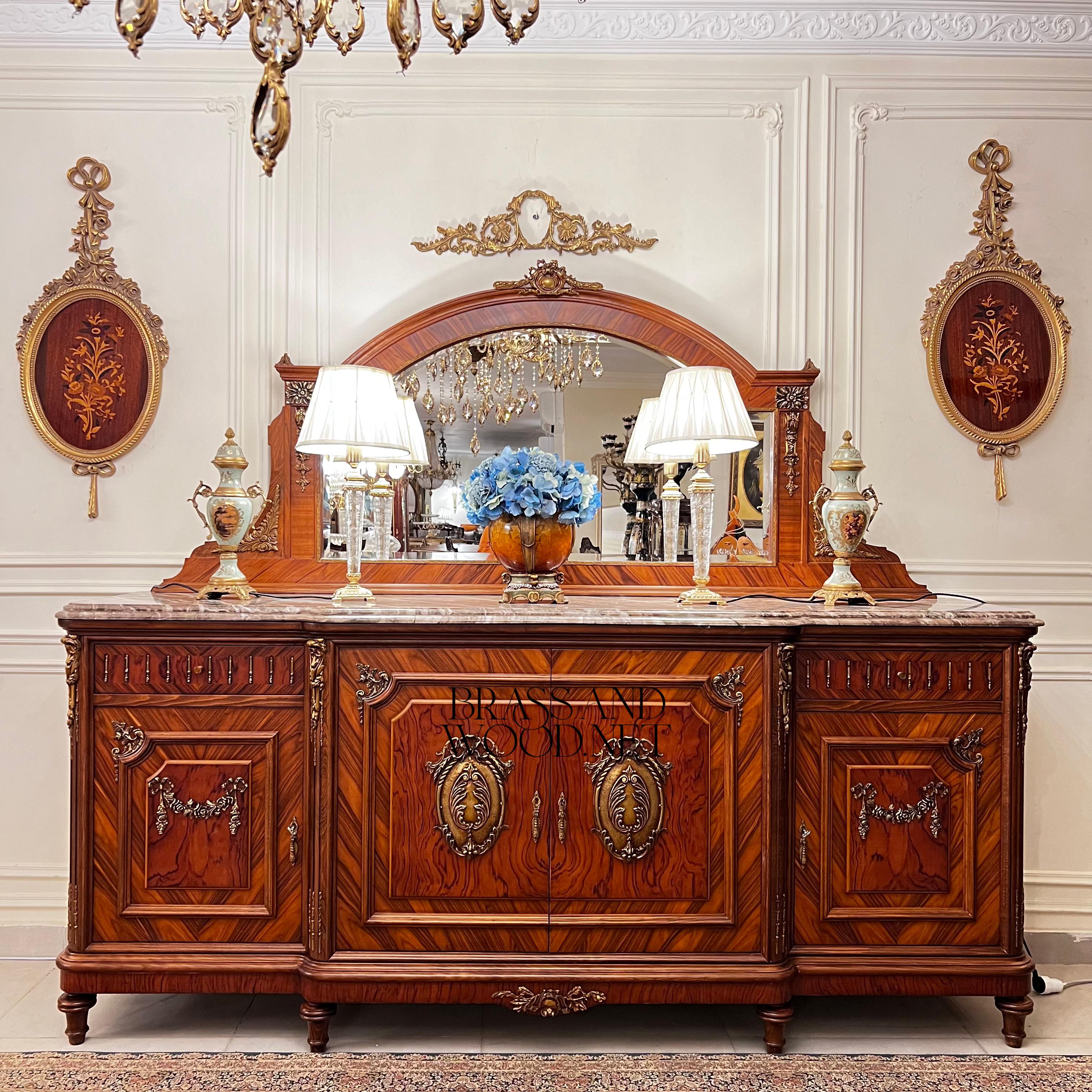 Brass & Wood Classical Ornate Buffet